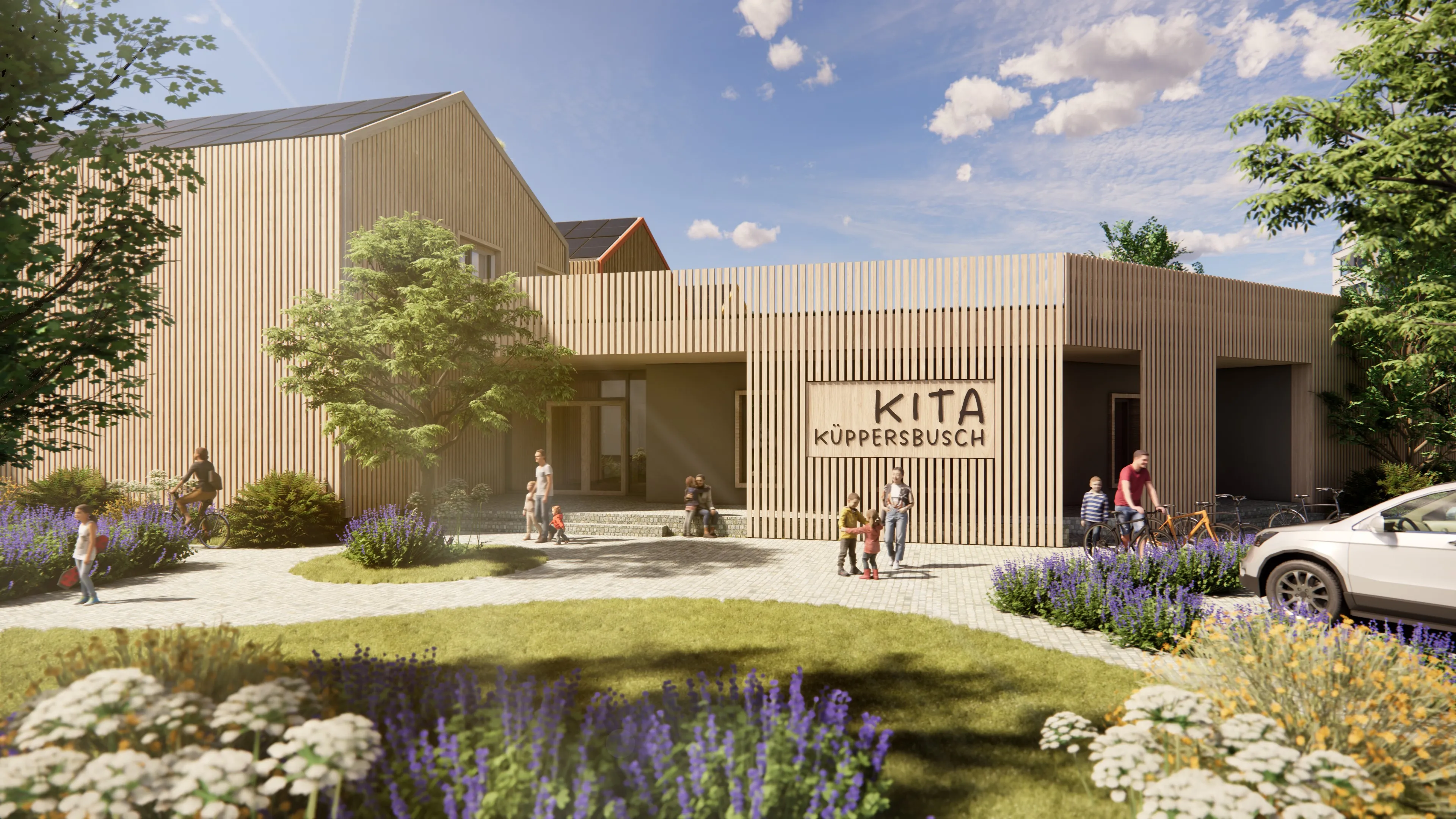 Neue Kita für die Feldmark - Studie eines modernen Neubaus an der Küppersbuschstraße vorgestellt