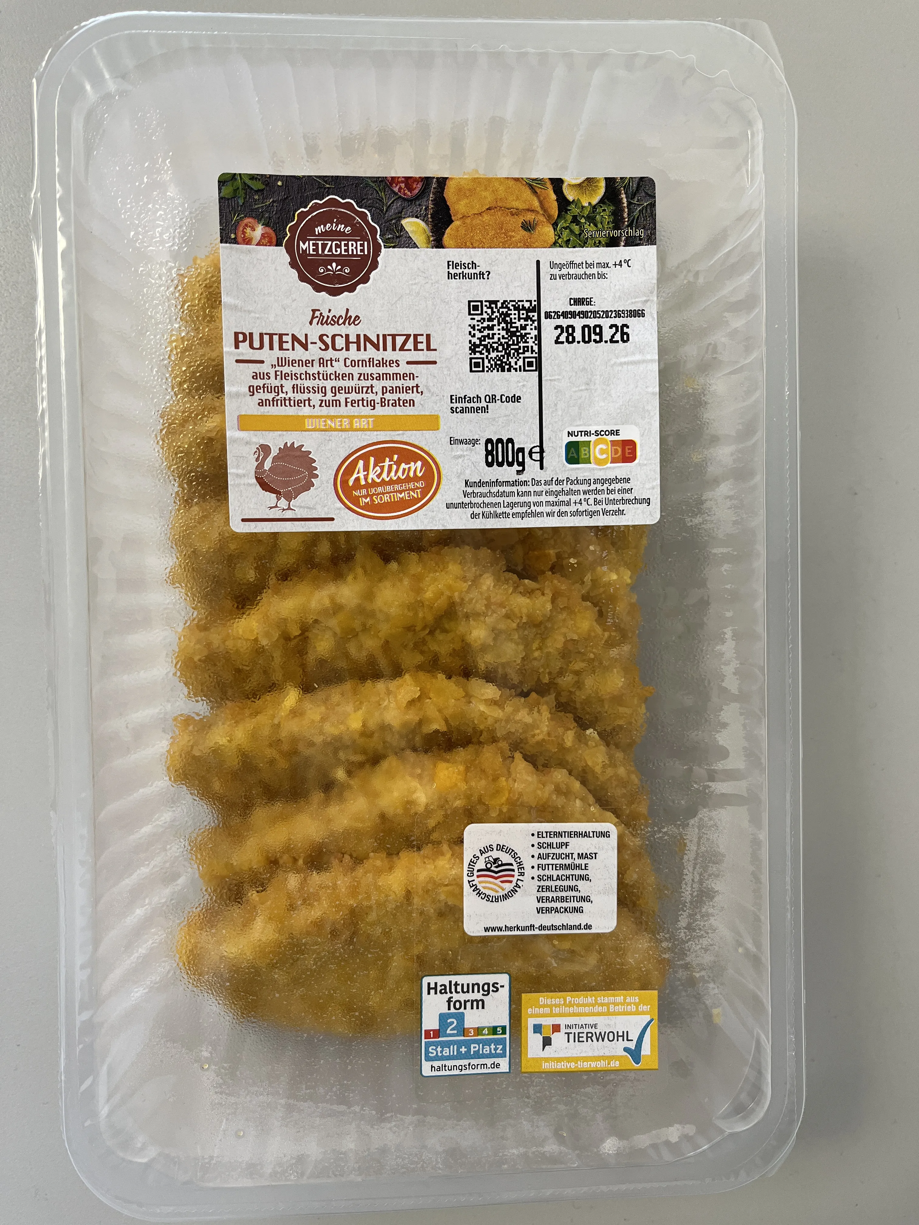 Frische Puten-Schnitzel „Wiener Art“ 800 Gramm