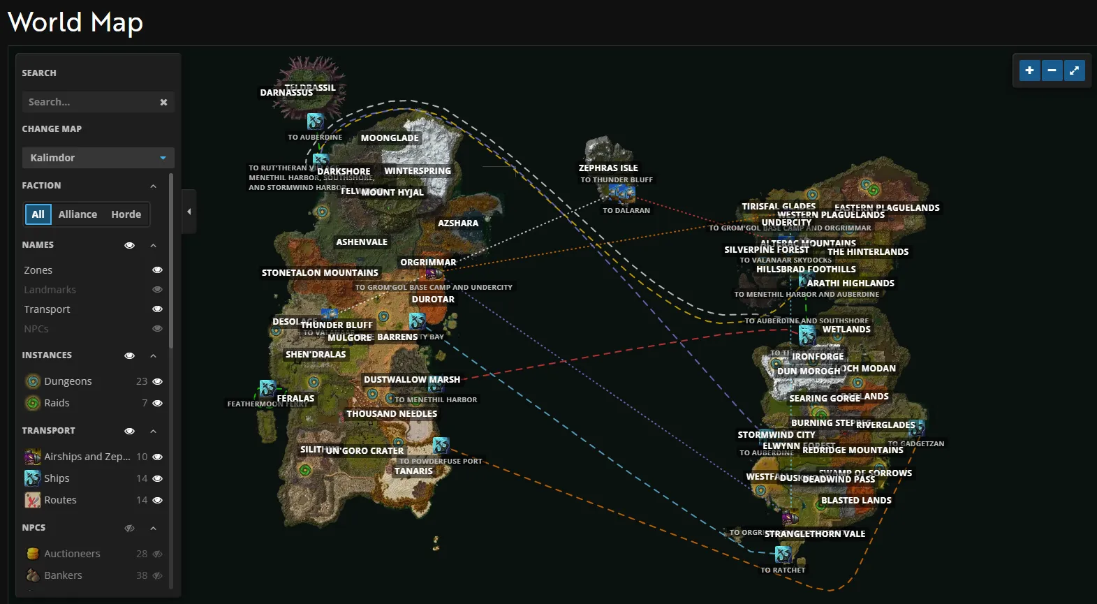 Boat and Zeppelin Paths Added to Wowhead's WoW: Forever World Map Tool